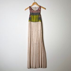Tribal Boho Patchwork High Neck Maxi Dress